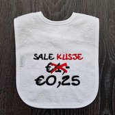 Witte slab met "Sale kusje €0,25"