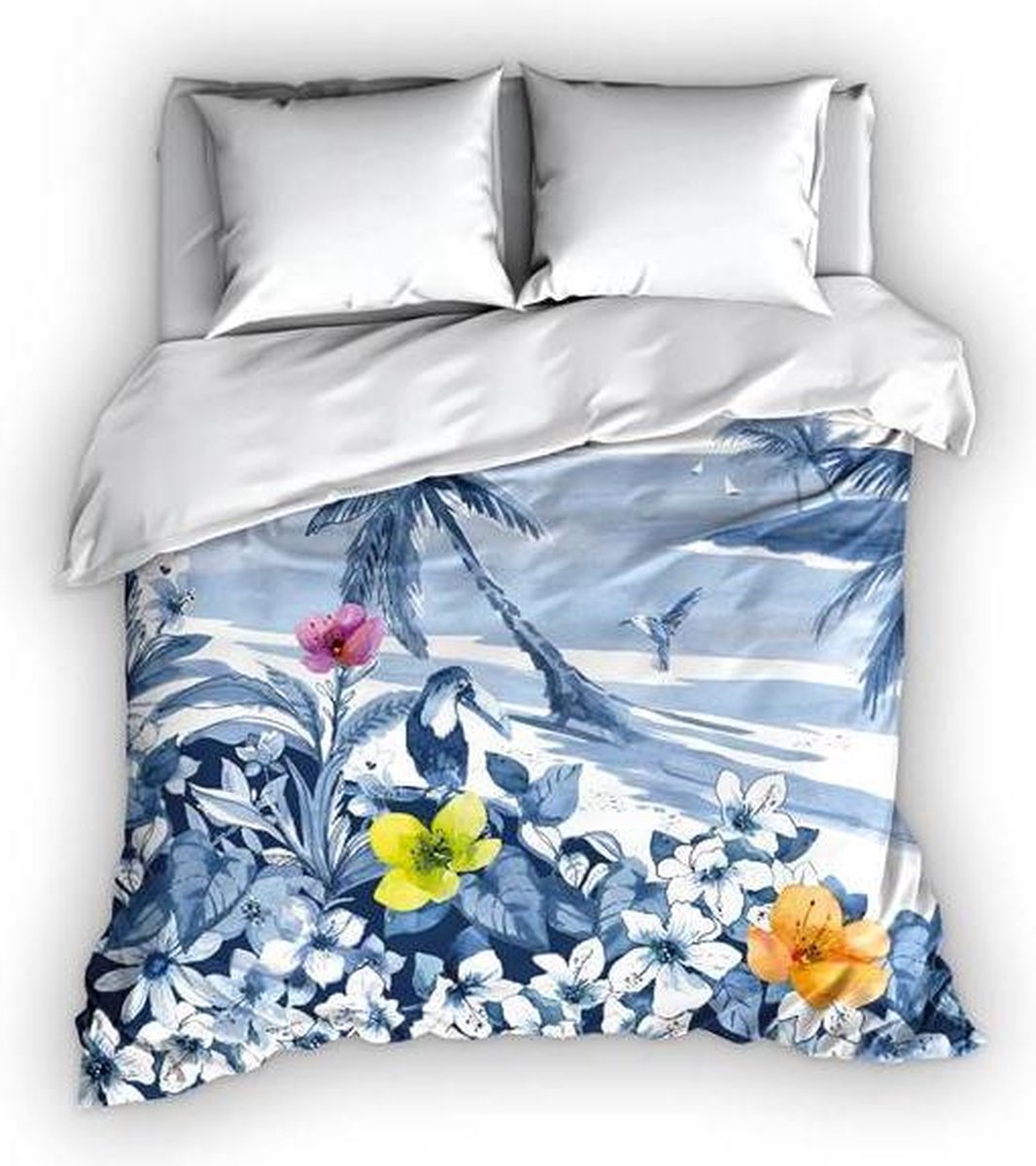 Satin d'Or Blue Lagoon - Dekbedovertrek - Lits-jumeaux - 240x200/220 cm + 2 kussenslopen 60x70 cm - Blue