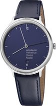 Mondaine MH1.L2240.LD Horloge - Leer - Blauw - 38 mm