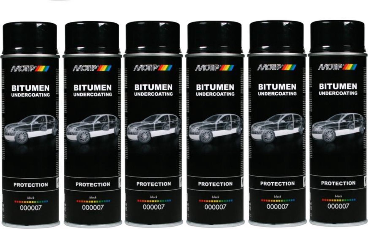 Motip Spuitbus Undercoating Bitumen - 500 ml - Doos a 6 Stuks