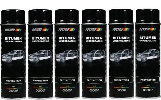 Motip Spuitbus Undercoating Bitumen - 500 ml - Doos a 6 Stuks