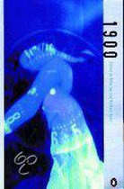 Boek "1900" met een afbeelding van een vrouw in blauw en groen fluorescerend licht.