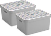 Sunware Sigma Home Opbergbox - 32L - 2 Boxen + 2 Deksels - Grijs/Triangel