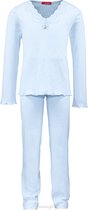 Luxe mooie zacht blauwe Girly Pyjama Set van Hanssop met verfijnde kant details, Meisjes pyjama, licht blauw, maat 164