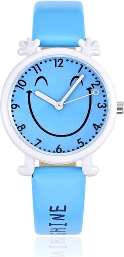 Happy Smiley Kinderhorloge – Blauw - Horloge Kids | bol.com