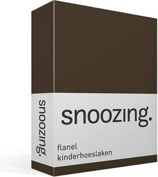 Snoozing - Flanel - Kinderhoeslaken - Ledikant - 60x120 cm - Bruin