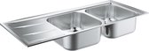 GROHE K400 dubbele spoelbak - Met afdruiprek - Inbouw - 116 x 50 cm - RVS