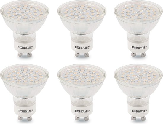 Groenovatie LED Spot GU10 Fitting - 3W - SMD - 52x50 mm - Dimbaar - 6-Pack - Warm Wit