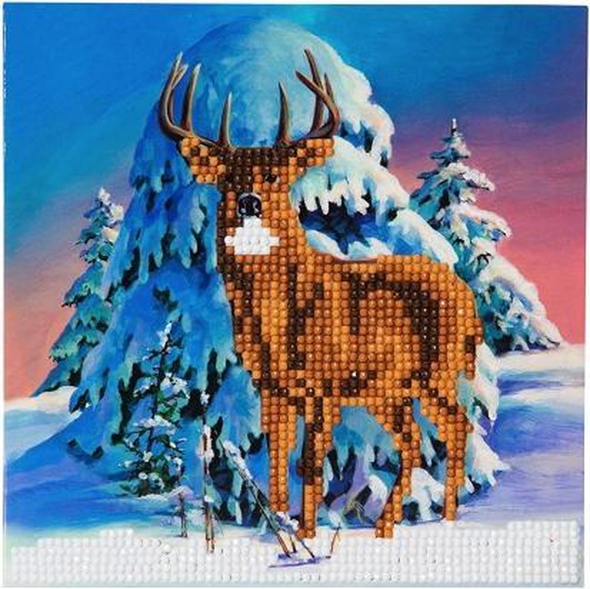 Craft Buddy Diamond Painting Crystal Card Kit - Winter stag - 18x18 cm