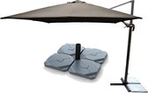 Kopu® Zweefparasol Vigo met parasolvoet - 250x250 cm vierkant - Taupe