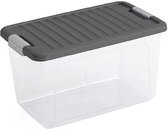 Curver W-box Opbergbox -15 L - 3 stuks - Transparant / Grijs