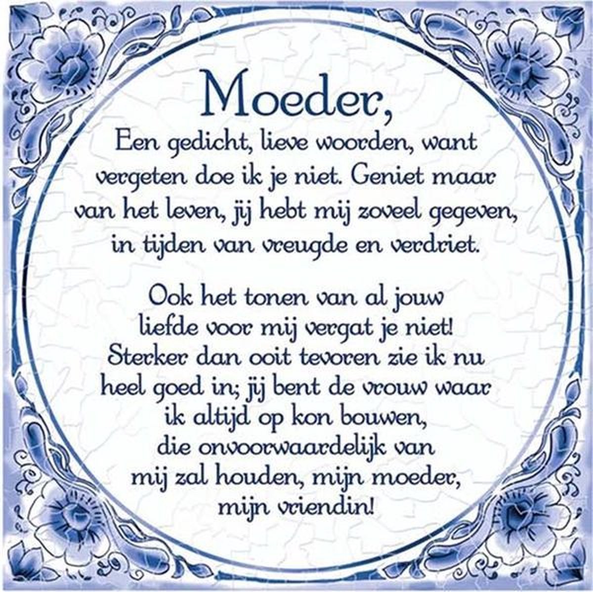 Verwonderlijk bol.com | Delfts Blauwe Spreukentegel - Moeder gedicht Delfs CO-54
