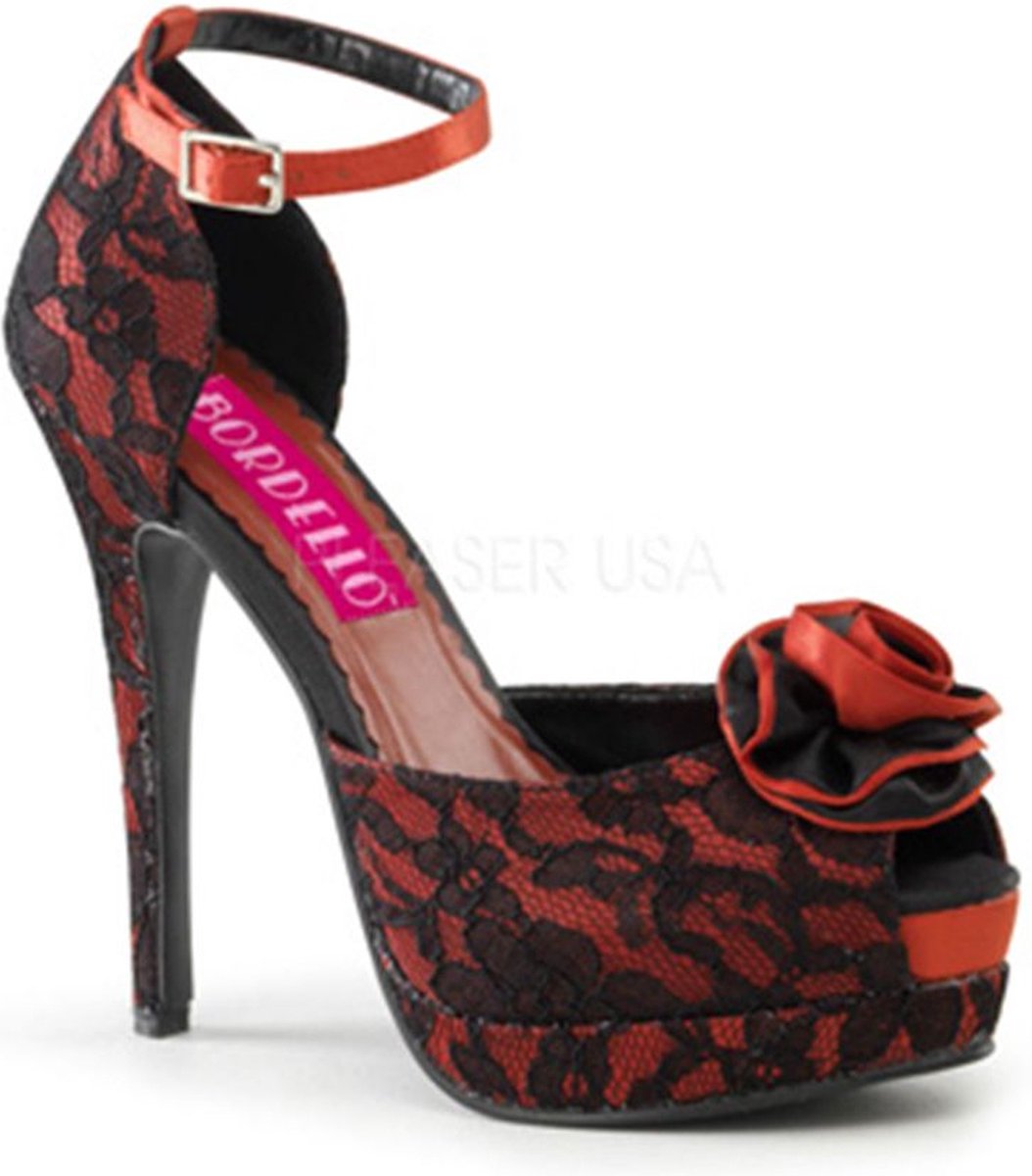Goedkoopste Bordello - BELLA-17 Sandaal met enkelband - US 6 - 36 Shoes - Rood/Zwart