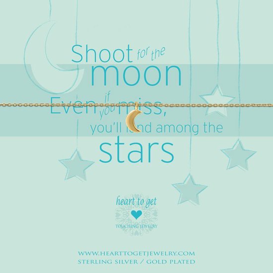 Heart to Get bracelet, gold plated, small moon, shoot for the moon..
