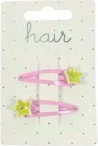Roze haarspeldjes met gele sterren 2 stuks