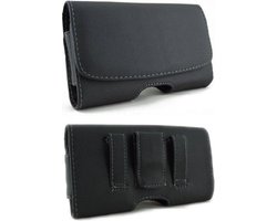 Riem Holster lederen Case Hoesje voor Samsung Galaxy E5 / Galaxy S4 Active / Moto G 2014 / Huawei Honor 6 / Ascend G630 / HTC One M9 / Asus Zenfone 5 Lite A502CG / etc - Zwart
