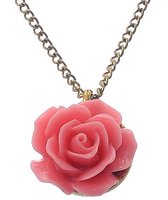 Behave ketting goudkleurig met roze roosje 40 cm