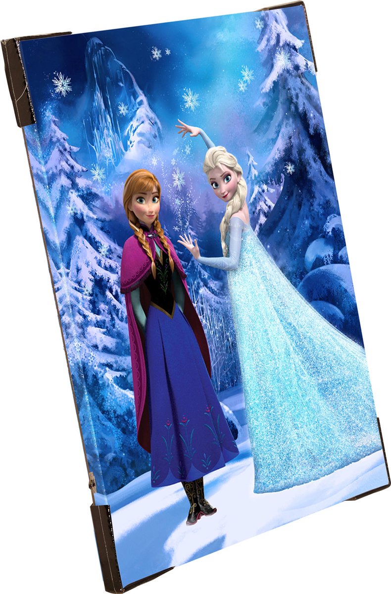 Disney Frozen LED Canvas Schilderij Glitter Anna & Elsa 50x70 cm