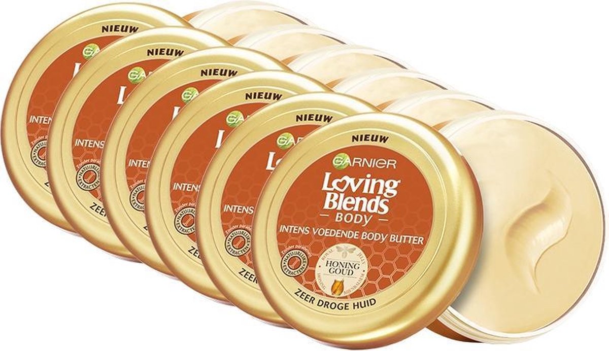 Garnier Loving Blends Body Honing goud Body butter - 6 x 200ml - Voordeelverpakking