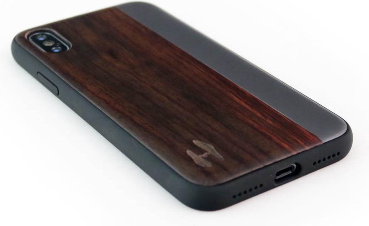 Hoentjen Creatie, Houten TPU case met metaal - iPhone X / XS Padouk