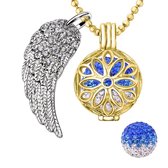 Quiges Engelenroeper 18mm Bolhouder met Ketting 90cm en Bolletje - Dames - Goudkleurig Bloem - EBS18155
