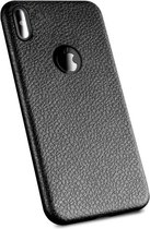 DrPhone iOS Smartphone X Hoesje - PU Leren Look TPU Case - Flexibele Ultra Dun Hoes - Zwart