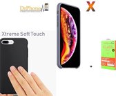 iPhone X / XS  - Officiele DrPhone Case Premium Siliconen Case met SuperFiber® Soft Fiber Binnenkant - Luxe Bescherm Hoes Cover - Lavender + DrPhone Premium 9H Tempered Glass iPhon