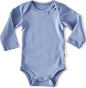 Little Label - romper lange mouw - medium blue - maat: 50 - bio-katoen