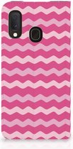 Geschikt voor Samsung Galaxy A20e Hoesje met Magneet Waves Pink