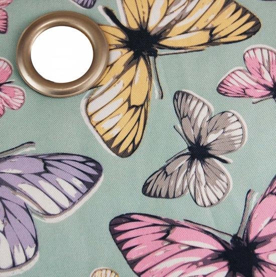 Luxe kant-en-klaar gordijn met vlinder print dubbelpak (2 stuks) met ringen,... | bol.com
