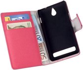 HC Bookcase Flip Wallet case Telefoonhoesje Sony Xperia E1 Roze