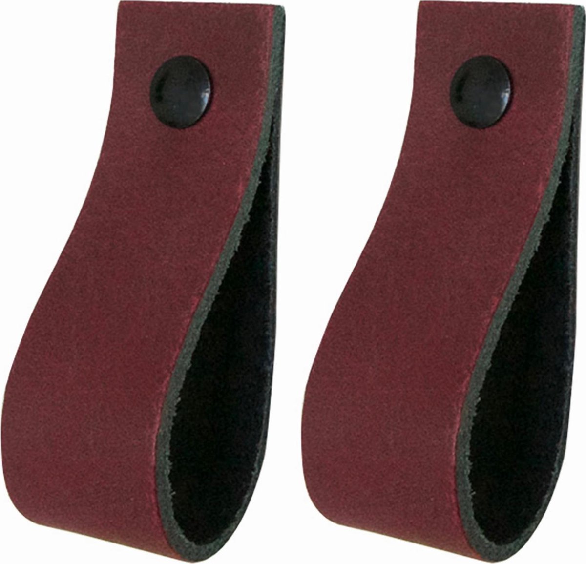 2x Leren handgrepen 'de lus' - maat L (22,2 x 2,5 cm) - BORDO - incl. 3 kleuren schroefjes (handgreepjes - leren grepen - greepjes - leren lusjes)
