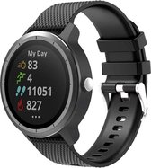 Siliconen Armband voor Garmin Vivoactive 3 (music), Vivomove (HR), Foreruner 645 en 245 & Samsung galaxy watch 42mm (3, 41mm), Gear Sport, Active (2) - Horloge Band - Zwart - Small Bandje