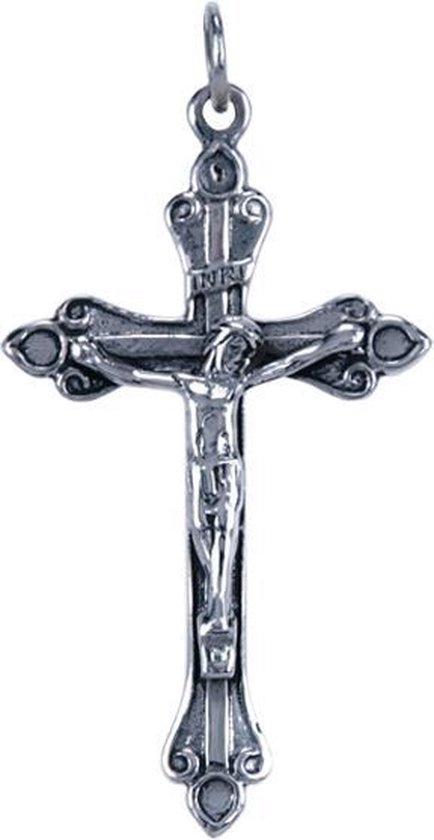 Zilveren Jezus aan kruis fijn ketting hanger |