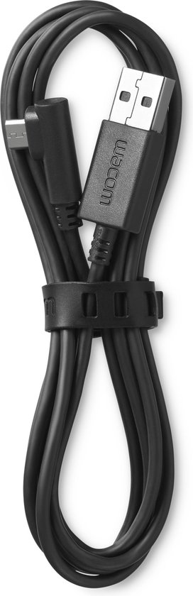Zwarte Wacom USB-oplaadkabel met micro-USB en USB-A connectoren.