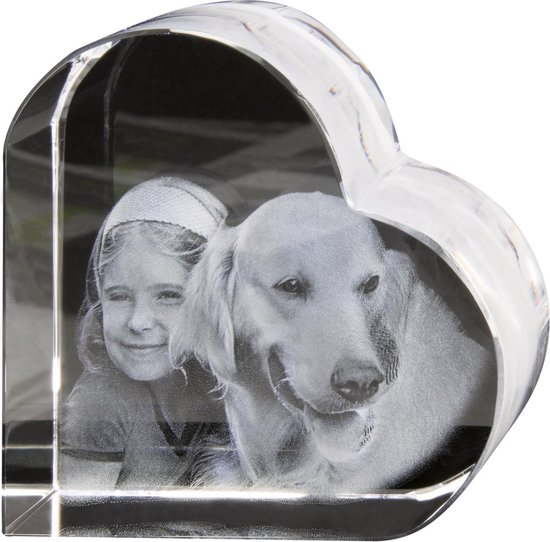 Photo 3D en verre Modèle: Coeur S Dim: 58 x 58 x 35 mm