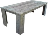 Steigerhouten tafel - 250x100x78h - bruin - oud steigerhout - open blokpoten - onbehandeld