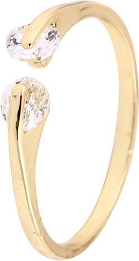 24/7 Jewelry Collection Ring Diamantjes Verstelbaar - Verstelbare Ring - Rosé Goudkleurig - Amodi