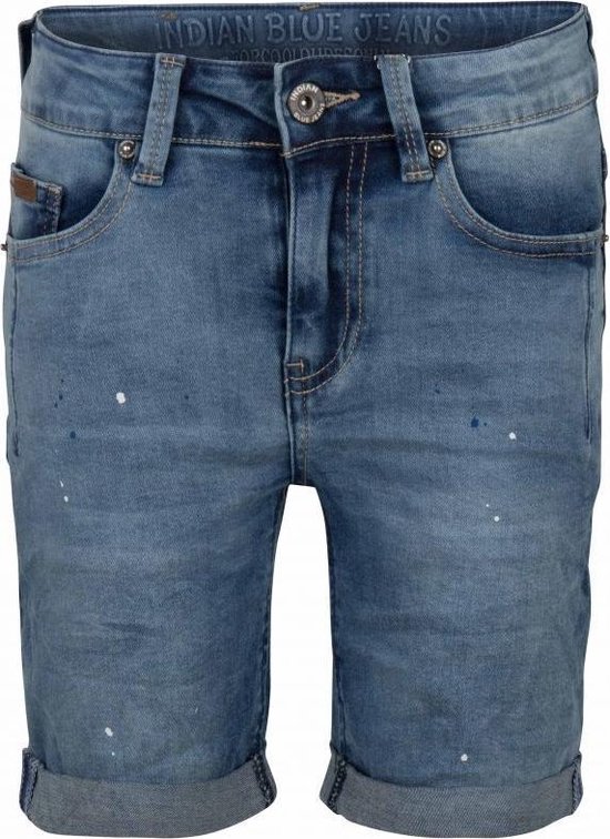 Indian Blue Jeans Jongens korte broeken Indian Blue Jeans BLUE DANN SHORT  PAINT denim 176 | bol.com