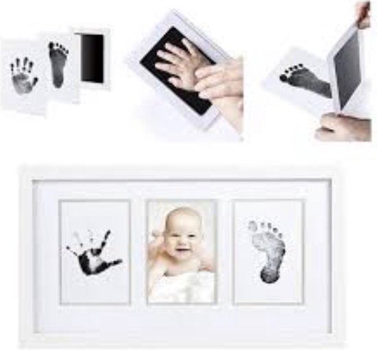 Carte photo empreinte de main et empreinte bébé - Cadeau bébé - Alternative  à