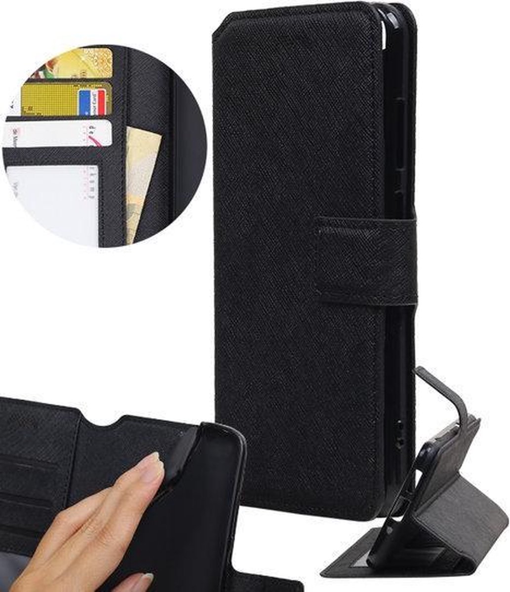 BestCases.nl Zwart Huawei Y5 / Y6 2017 TPU wallet case booktype hoesje HM Book