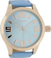 OOZOO Timepieces - Rosé goudkleurige horloge met blauwe NATO horlogeband - C6614