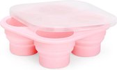 Babyvoeding bewaarbakje roze - babyhapje diepvriesbakje - babyvoeding bewaren - siliconen bewaarbakje - BPA vrij - uitklapbaar