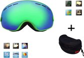 Ski & Snowboard bril / Goggle met hard case lens Smoke Green frame Groen F type 5 Cat. 0 tot 4 - ☀/☁ lens kan verwisseld worden  is extra optie.