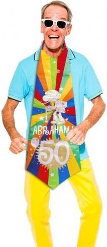 Stropdas Abraham Mega -  XXL stropdas 50 jaar thema feest
