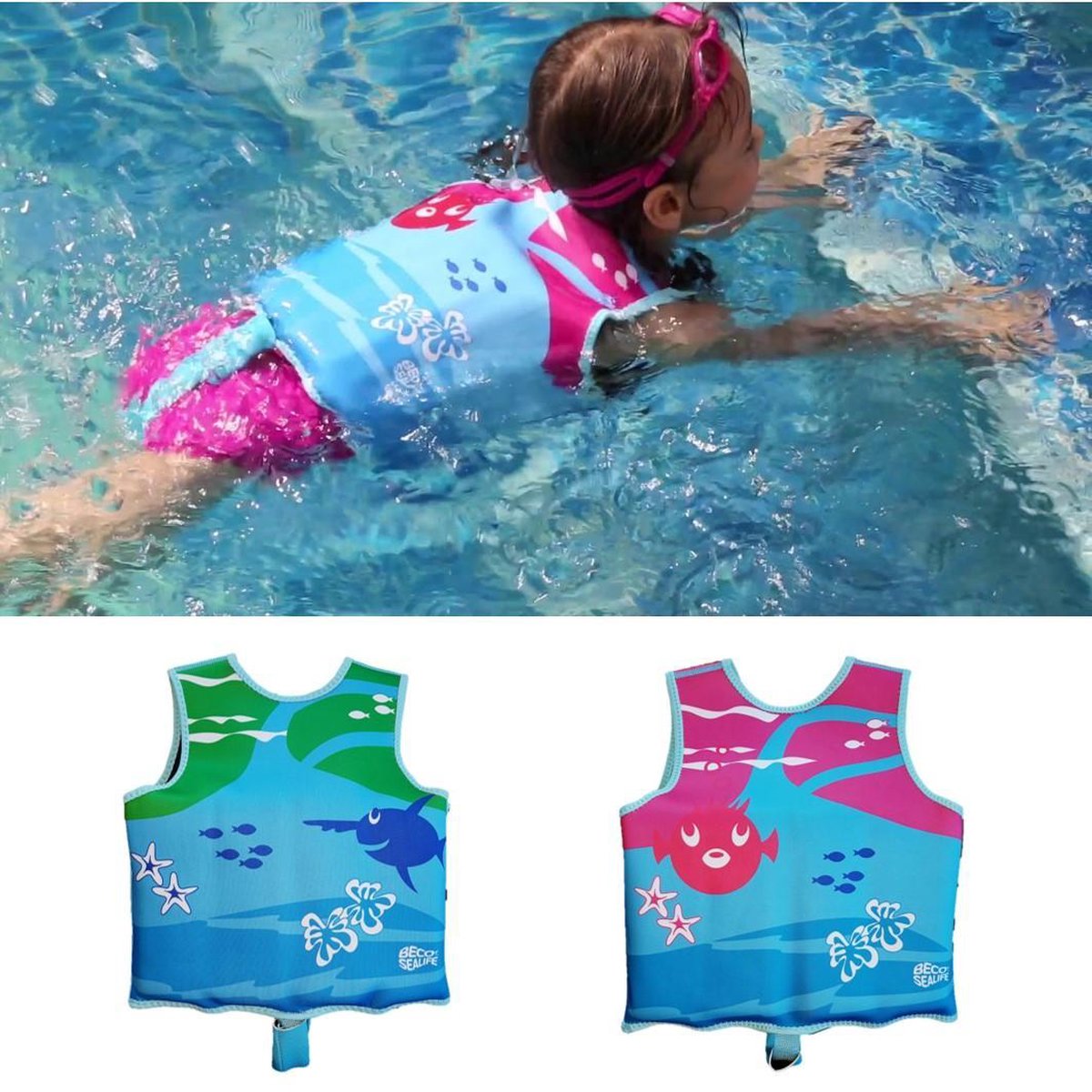 BECO - SEALIFE® Zwemvest kind - Drijfvest voor kinderen van 18 - 30 kg - Blauw/Groen — afbeelding 8