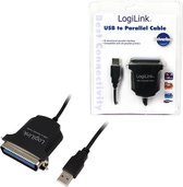 LogiLink USB 1.1, Parallel Aansluitkabel [1x Centronics bus - 1x USB 1.1 stekker A] 1.70 m Zwart