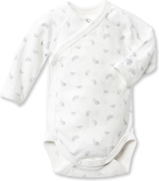 Petit Bateau Unisex Rompertje - ecru/grijs perlin - Maat N46/46