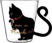 Verre avec chat et queue - Noir - 250 ML - Tasse à café ou à thé