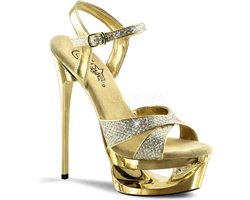 Pleaser - ECLIPSE619G Sandaal met enkelband, Paaldans schoenen - Paaldans schoenen - 35 Shoes - Goudkleurig